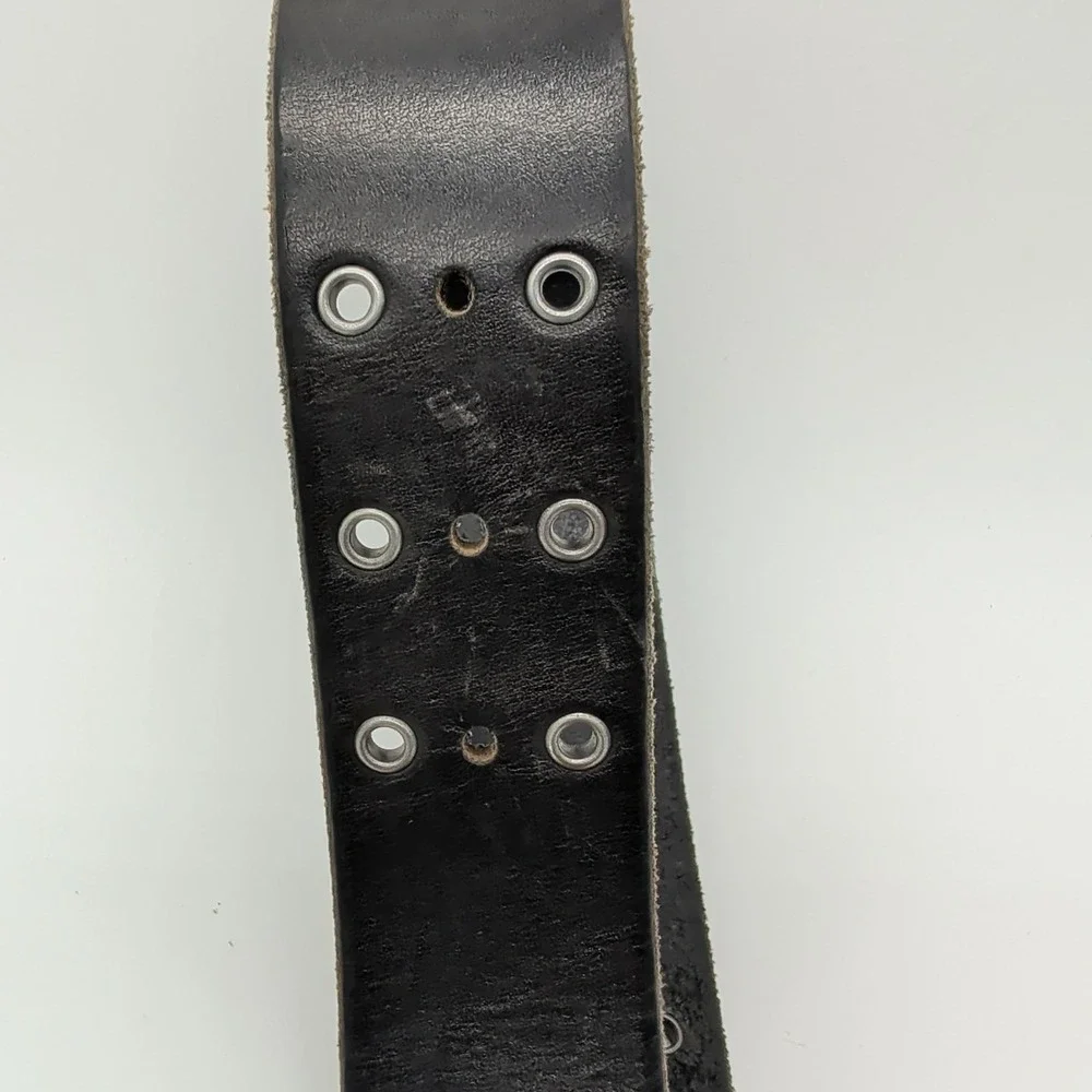 Y2K Leather Belt Dark Brown Double Grommet Banana Republic Genuine Italian Sz 34